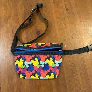Disneyland purse / Fanny pack combo, multi color adjustable strap.